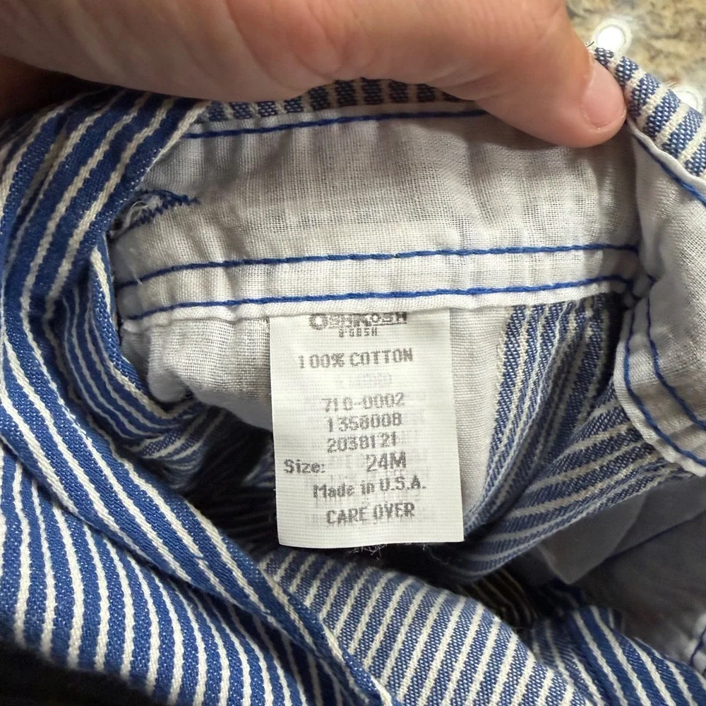 Vintage OshKosh Bgosh Hickory Stripe Overalls Blue White Railroad Shortalls 24M